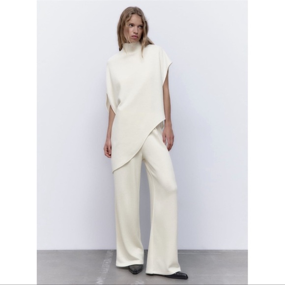 ZARA BLOGGERS FAV 2PIECES SOFT ASYMMETRIC TOP AND SOFT DART PANTS - Picture 4 of 9
